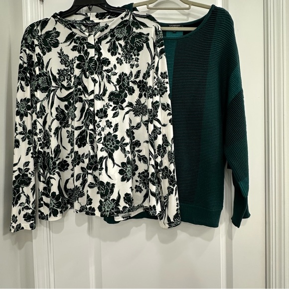 2X Plus size tops, Investments and Liverpool Los Angeles, green floral - Picture 1 of 15